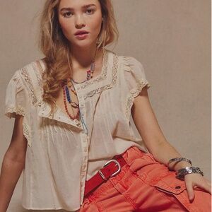 NWT $78 Monica Top Blouse Size Large Whisper White